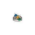 Sterling Silver Antiqued w/14k 3-stone Mother's Ring Mounting