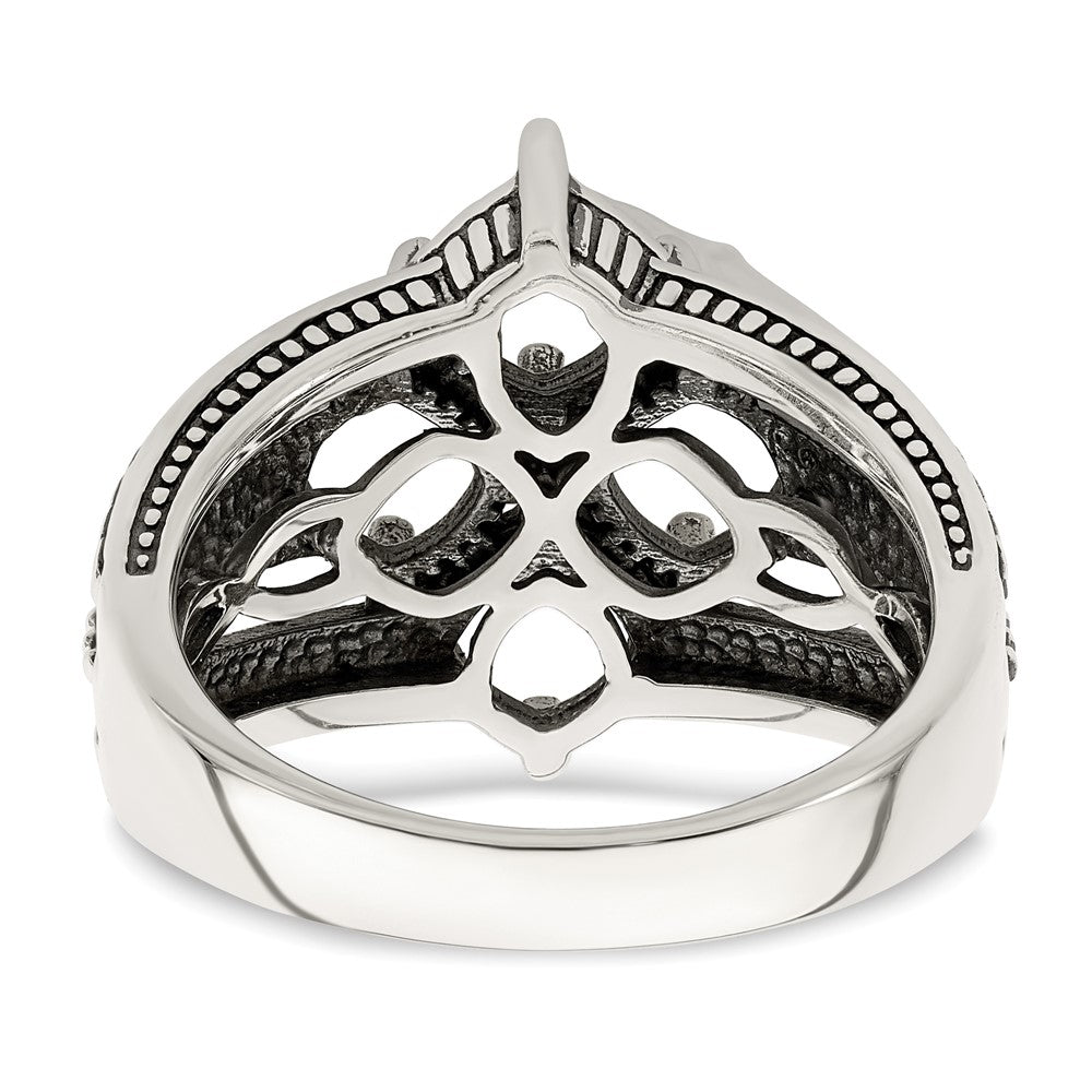 Sterling Silver Antiqued w/14k 4-stone Mother's Ring