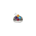 Sterling Silver Antiqued w/14k 4-stone Mother's Ring Mounting