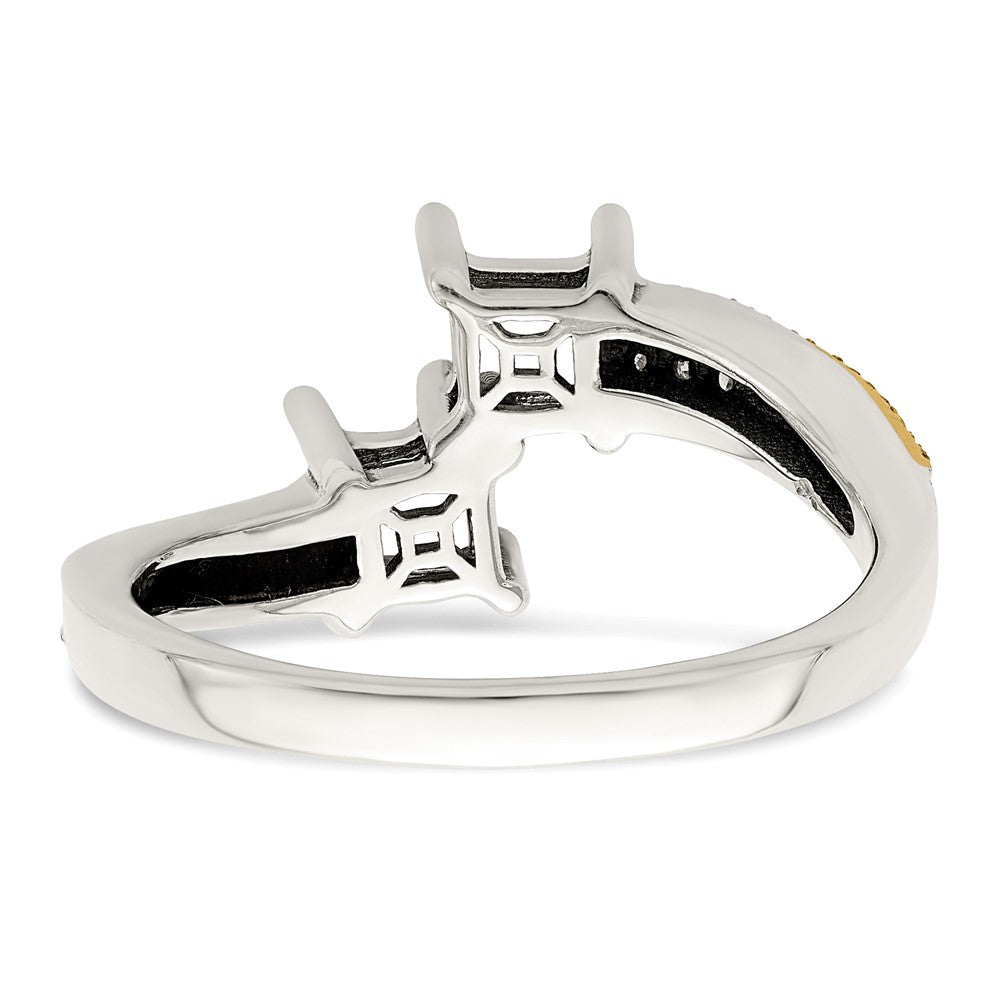 Sterling Silver Antiqued w/14k 2-stone w/Diamond Mother's Ring