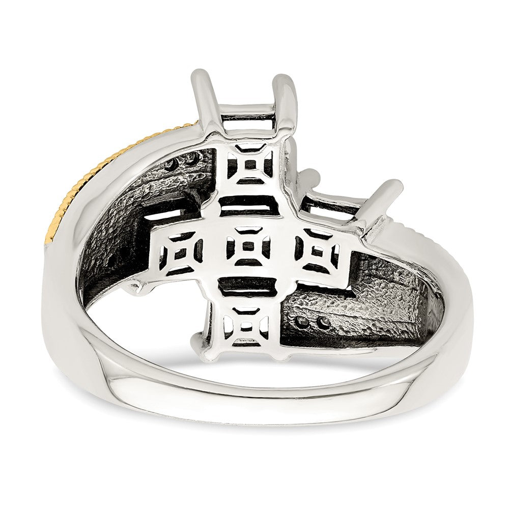 Sterling Silver Antiqued w/14k 5-stone w/Diamond Mother's Ring