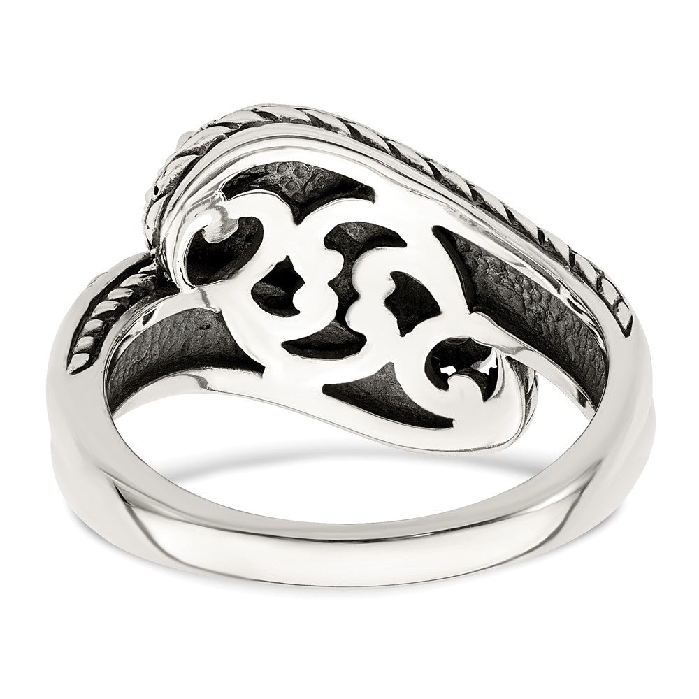 Sterling Silver Antiqued w/14k 4-stone Mother's Ring