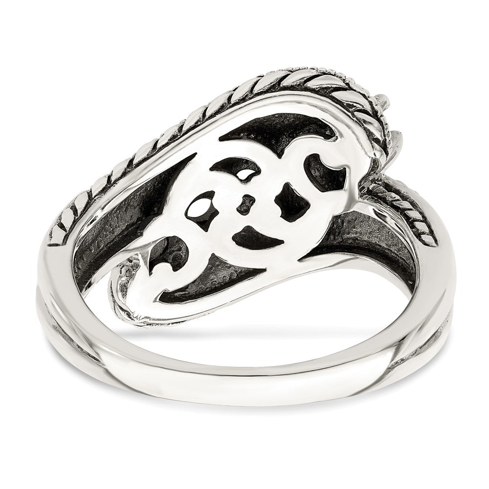Sterling Silver Antiqued w/14k 5-stone Mother's Ring