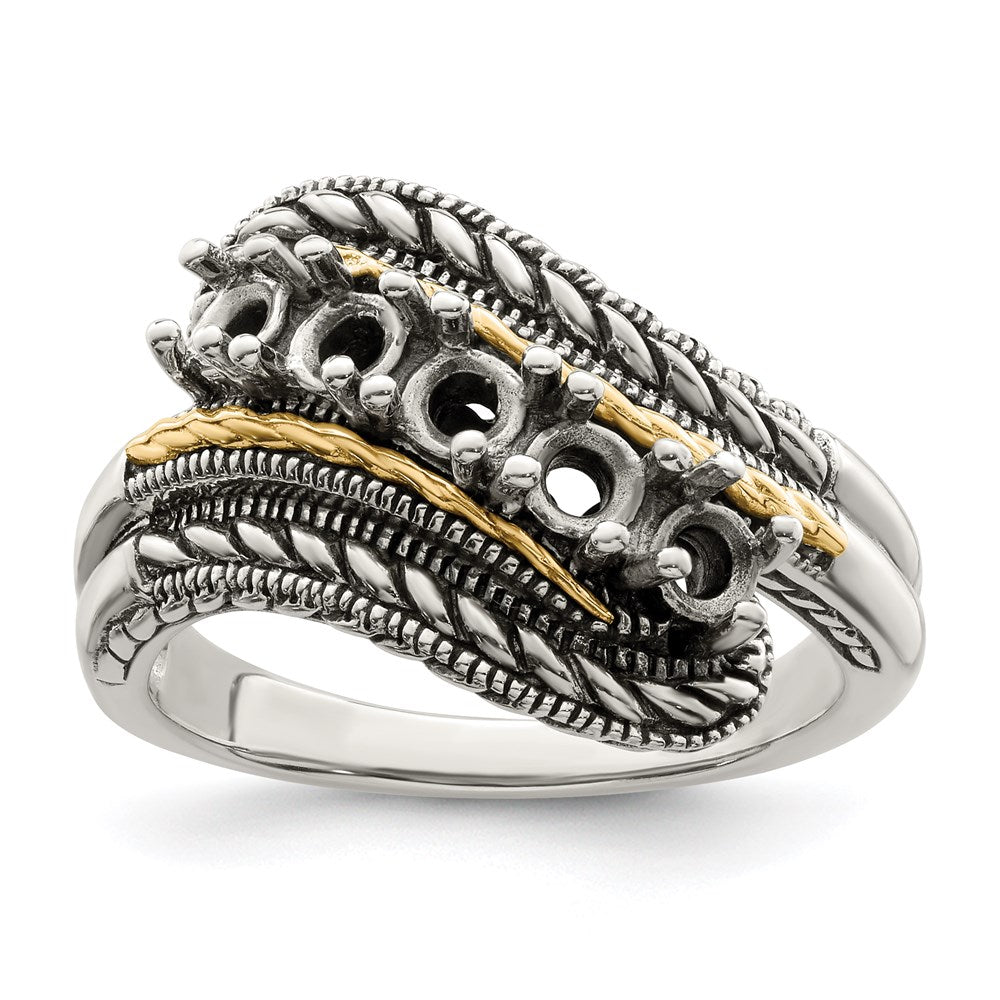 Sterling Silver Antiqued w/14k 5-stone Mother's Ring