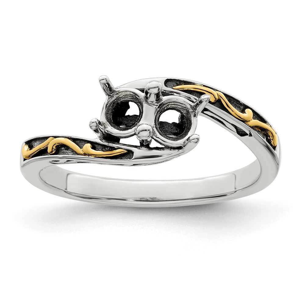 Sterling Silver Antiqued w/14k 2-stone Mother's Ring