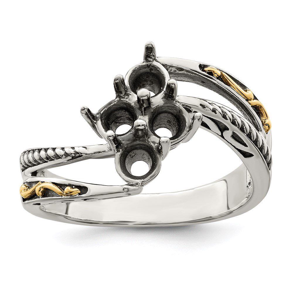 Sterling Silver Antiqued w/14k 4-stone Mother's Ring