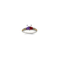 Sterling Silver Antiqued w/14k 2-stone Mother's Ring