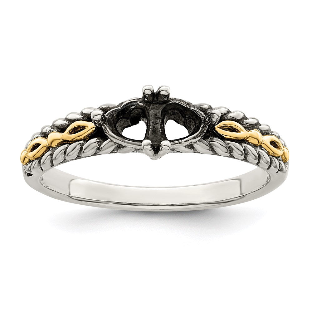 Sterling Silver Antiqued w/14k 2-stone Mother's Ring