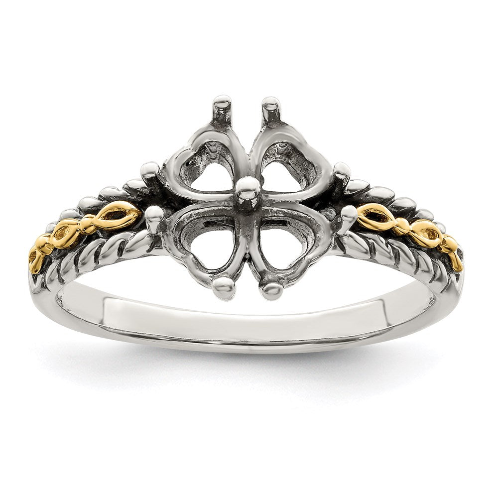 Sterling Silver Antiqued w/14k 4-stone Mother's Ring Mounting