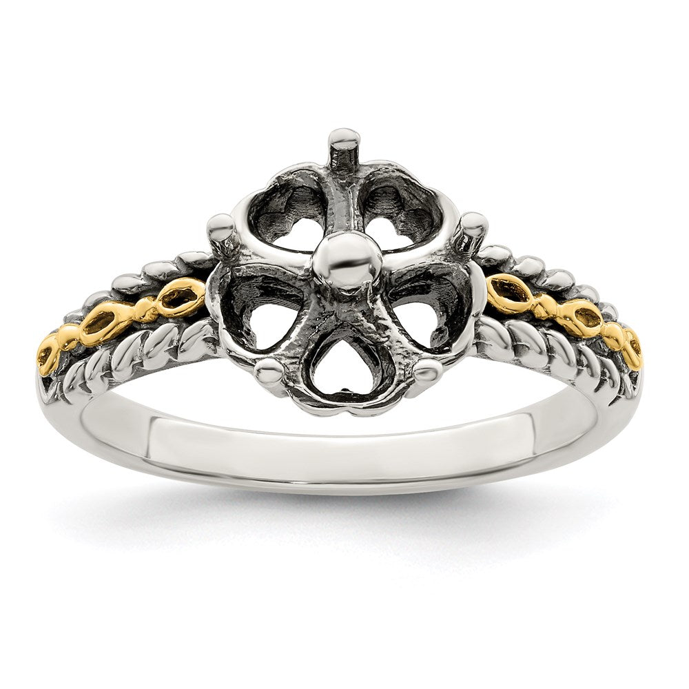 Sterling Silver Antiqued w/14k 5-stone Mother's Ring