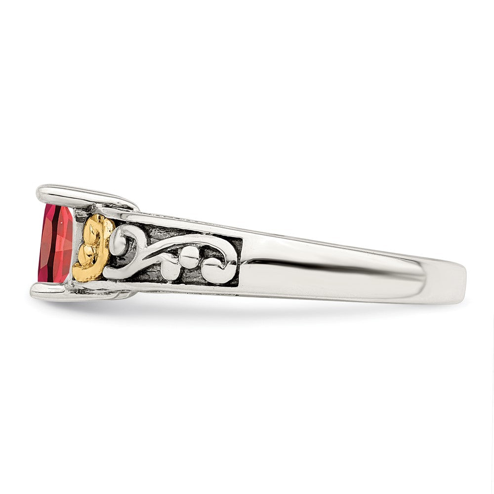 Sterling Silver Antiqued w/14k 2-stone Mother's Ring