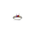 Sterling Silver Antiqued w/14k 2-stone Mother's Ring Mounting
