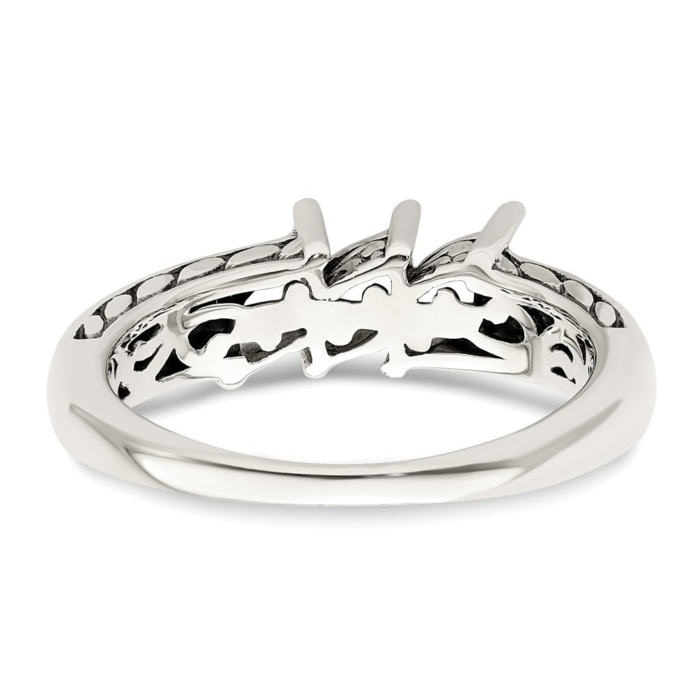 Sterling Silver Antiqued w/14k 3-stone Mother's Ring Mounting
