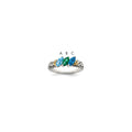 Sterling Silver Antiqued w/14k 3-stone Mother's Ring Mounting