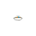 Sterling Silver Antiqued w/14k 2-stone w/Diamond Mother's Ring