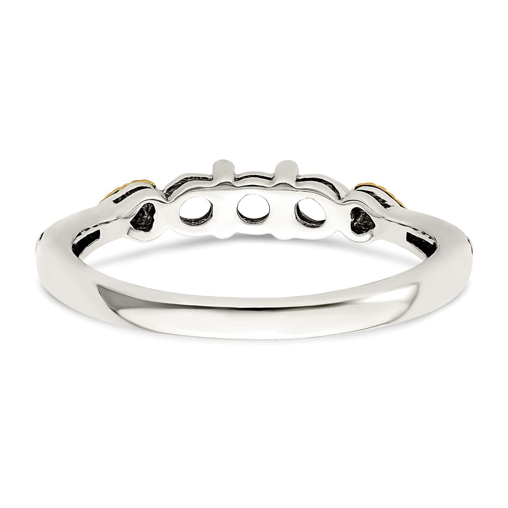 Sterling Silver Antiqued w/14k 3-stone w/Diamond Mother's Ring