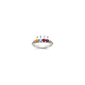 Sterling Silver Antiqued w/14k 4-stone w/Diamond Mother's Ring