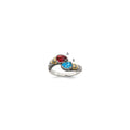 Sterling Silver Antiqued w/14k 2-stone w/Diamond Mother's Ring Semi-Mount