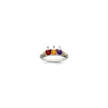 Sterling Silver Antiqued w/14k 3-stone w/Diamond Mother's Ring Semi-Mount