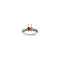 Sterling Silver Antiqued w/14k 2-stone w/Diamond Mother's Ring Semi-Mount