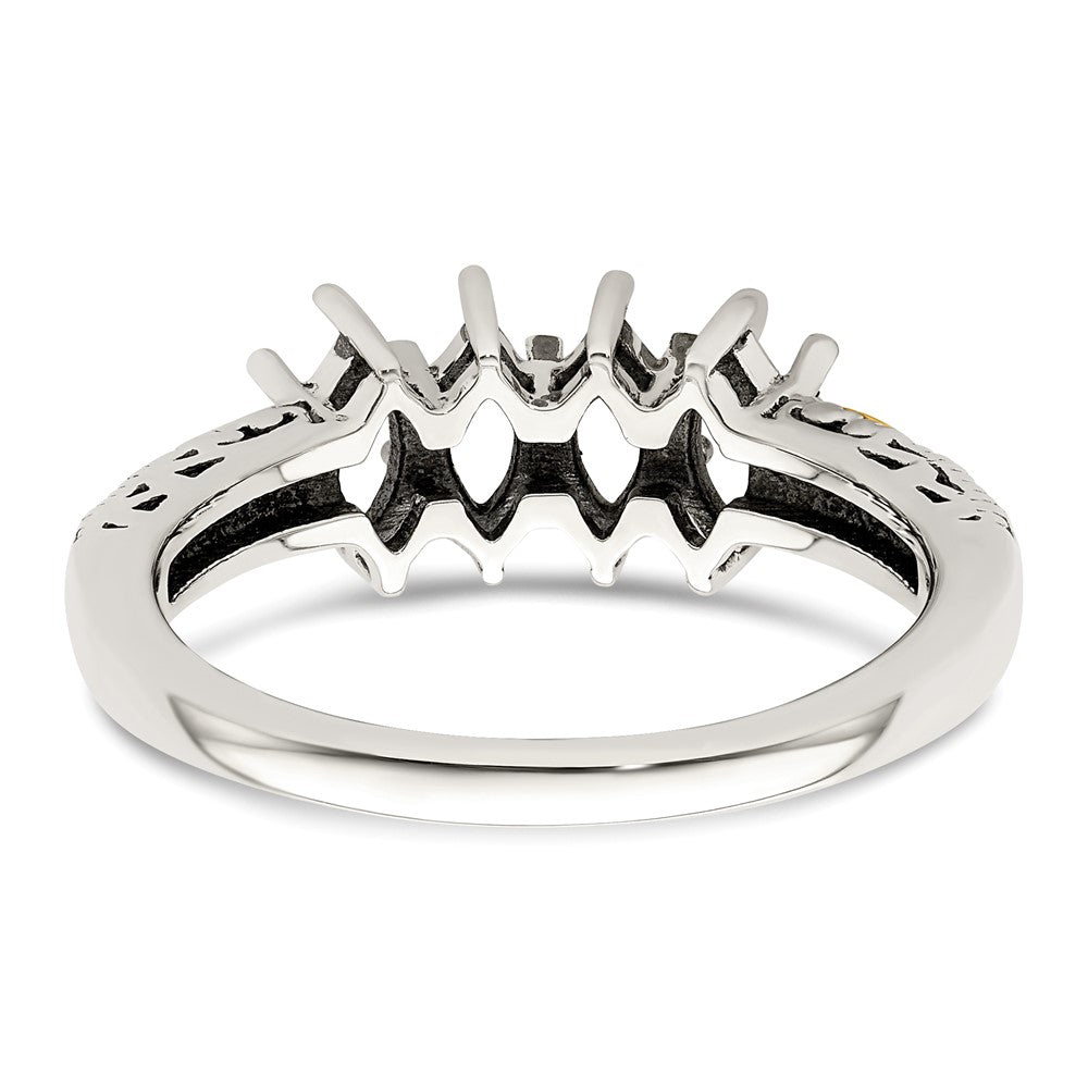 Sterling Silver Antiqued w/14k 4-stone w/Diamond Mother's Ring