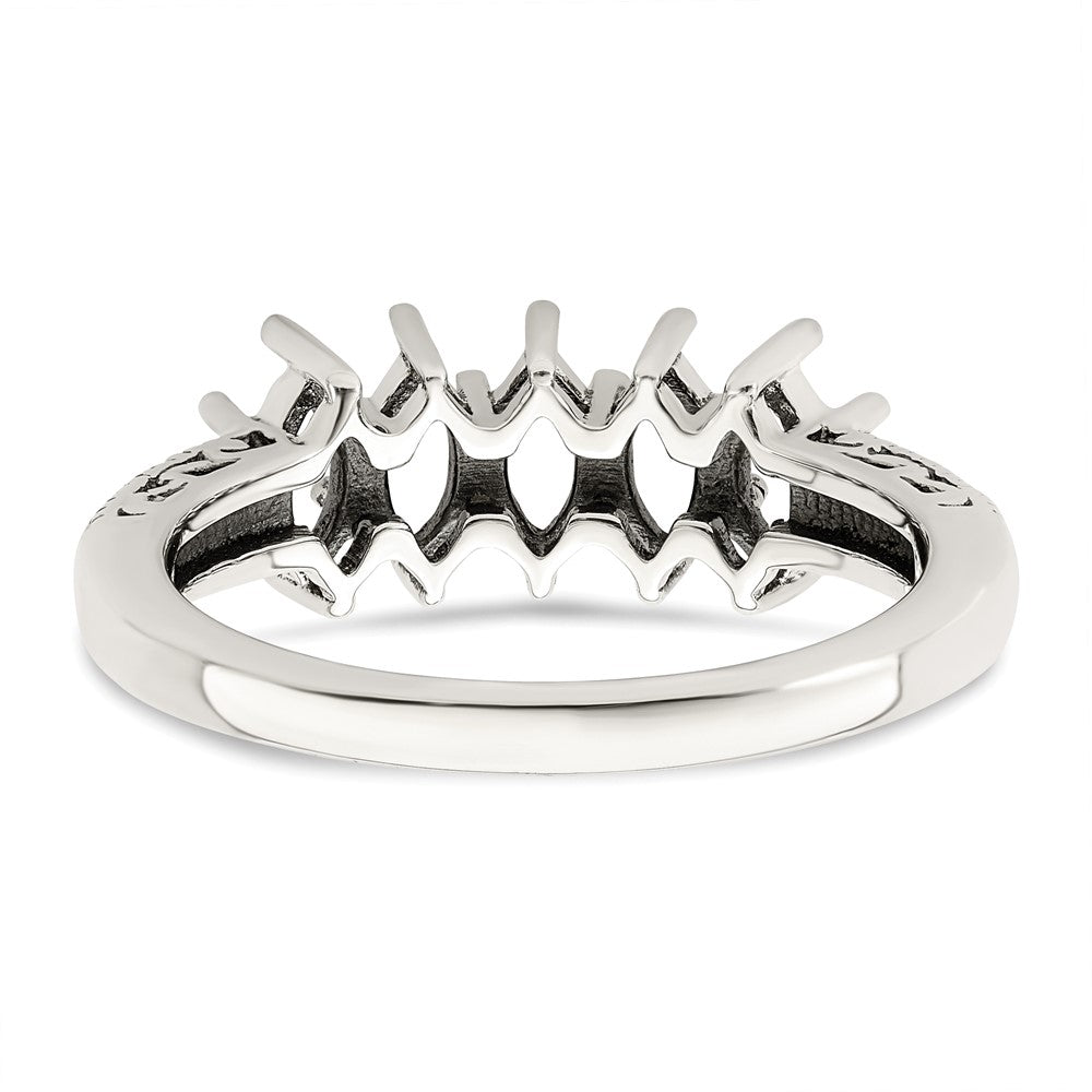Sterling Silver Antiqued w/14k 5-stone w/Diamond Mother's Ring