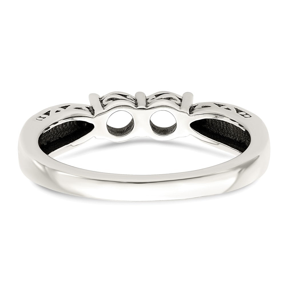 Sterling Silver Antiqued w/14k 2-stone w/Diamond Mother's Ring