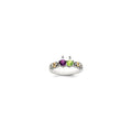 Sterling Silver Antiqued w/14k 2-stone w/Diamond Mother's Ring Semi-Mount