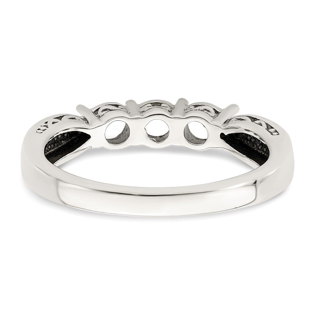 Sterling Silver Antiqued w/14k 3-stone w/Diamond Mother's Ring Semi-Mount