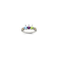 Sterling Silver Antiqued w/14k 3-stone w/Diamond Mother's Ring Semi-Mount