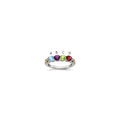Sterling Silver Antiqued w/14k 4-stone w/Diamond Mother's Ring Semi-Mount