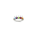 Sterling Silver Antiqued w/14k 5-stone w/Diamond Mother's Ring Semi-Mount