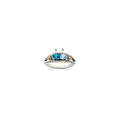 Sterling Silver Antiqued w/14k 2-stone w/Diamond Mother's Ring Semi-Mount