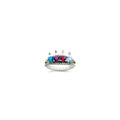 Sterling Silver Antiqued w/14k 4-stone w/Diamond Mother's Ring Semi-Mount