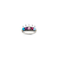 Sterling Silver Antiqued w/14k 5-stone w/Diamond Mother's Ring Semi-Mount