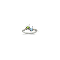 Sterling Silver Antiqued w/14k 2-stone w/Diamond Mother's Ring
