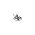 Sterling Silver Antiqued w/14k 4-stone w/Diamond Mother's Ring