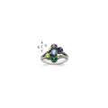 Sterling Silver Antiqued w/14k 5-stone w/Diamond Mother's Ring Semi-Mount