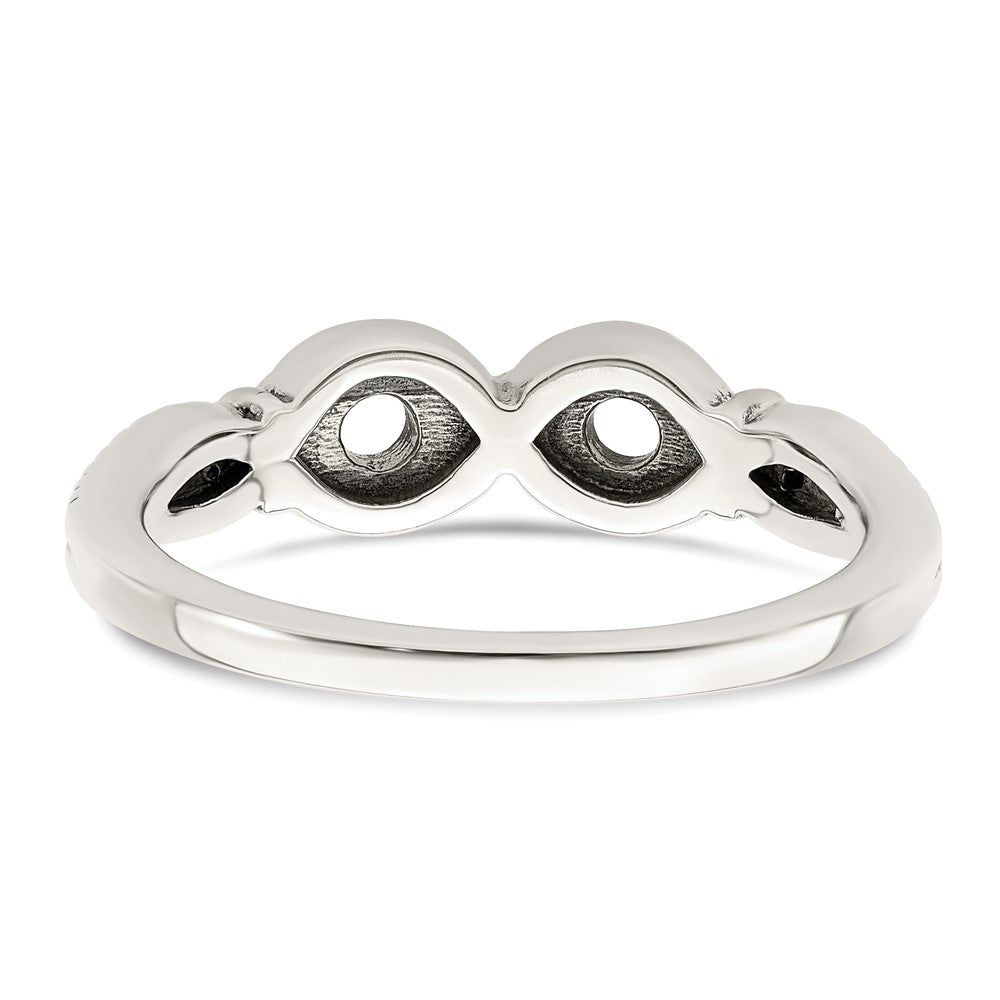Sterling Silver Antiqued w/14k 2-stone w/Diamond Mother's Ring Semi-Mount