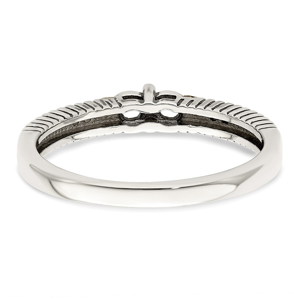 Sterling Silver Antiqued w/14k 2-stone w/Diamond Mother's Ring