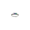 Sterling Silver Antiqued w/14k 3-stone w/Diamond Mother's Ring Semi-Mount