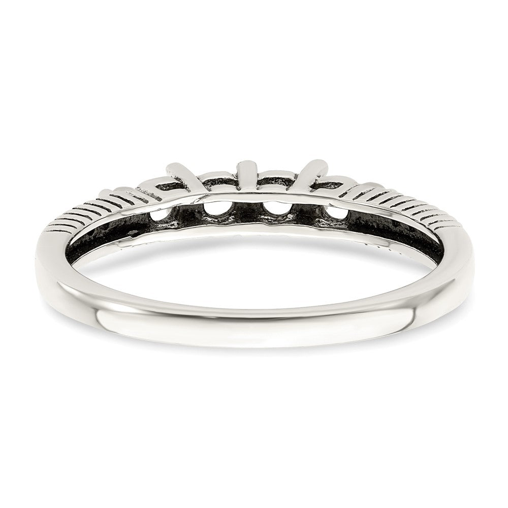 Sterling Silver Antiqued w/14k 4-stone w/Diamond Mother's Ring