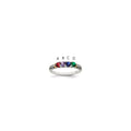 Sterling Silver Antiqued w/14k 4-stone w/Diamond Mother's Ring Semi-Mount