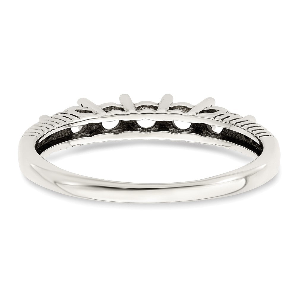 Sterling Silver Antiqued w/14k 5-stone w/Diamond Mother's Ring Semi-Mount