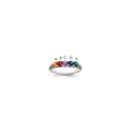 Sterling Silver Antiqued w/14k 5-stone w/Diamond Mother's Ring