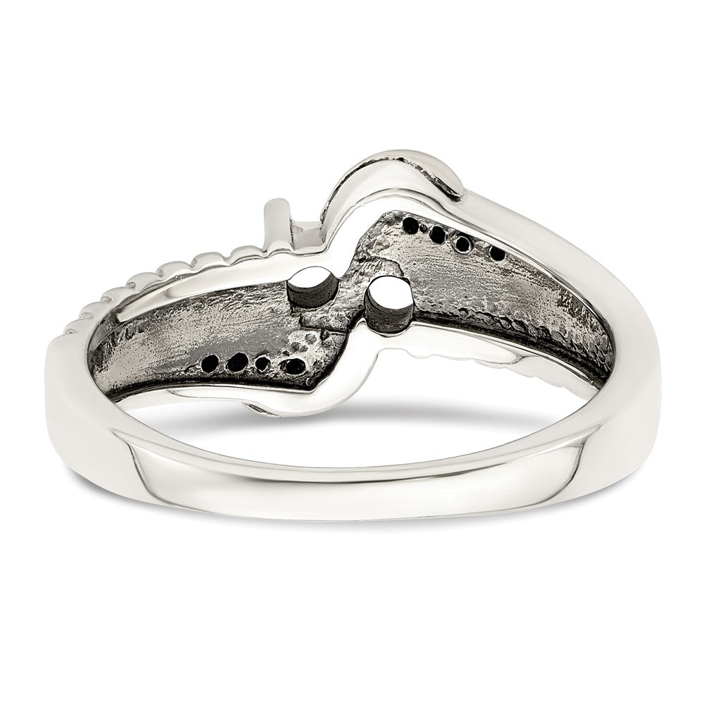Sterling Silver Antiqued w/14k 2-stone w/Diamond Mother's Ring