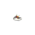 Sterling Silver Antiqued w/14k 2-stone w/Diamond Mother's Ring