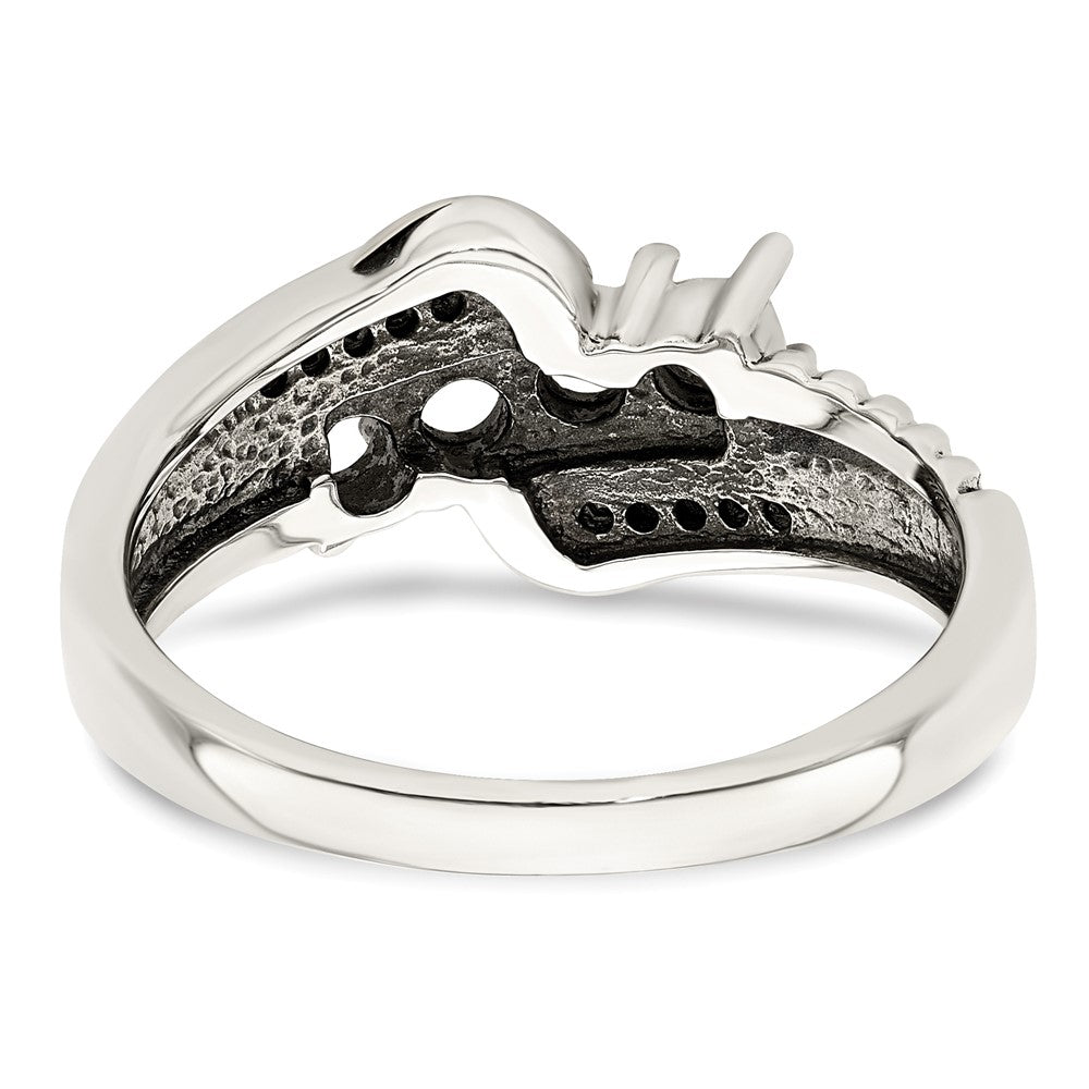 Sterling Silver Antiqued w/14k 4-stone w/Diamond Mother's Ring