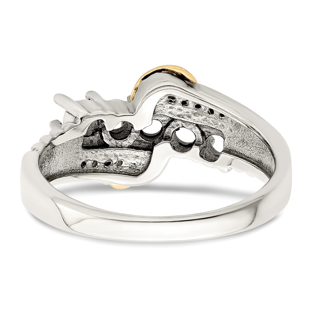Sterling Silver Antiqued w/14k 5-stone w/Diamond Mother's Ring