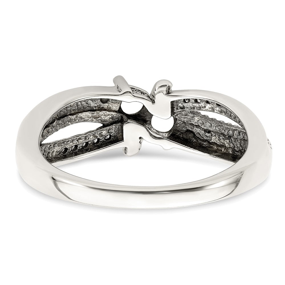 Sterling Silver Antiqued w/14k 2-stone w/Diamond Mother's Ring